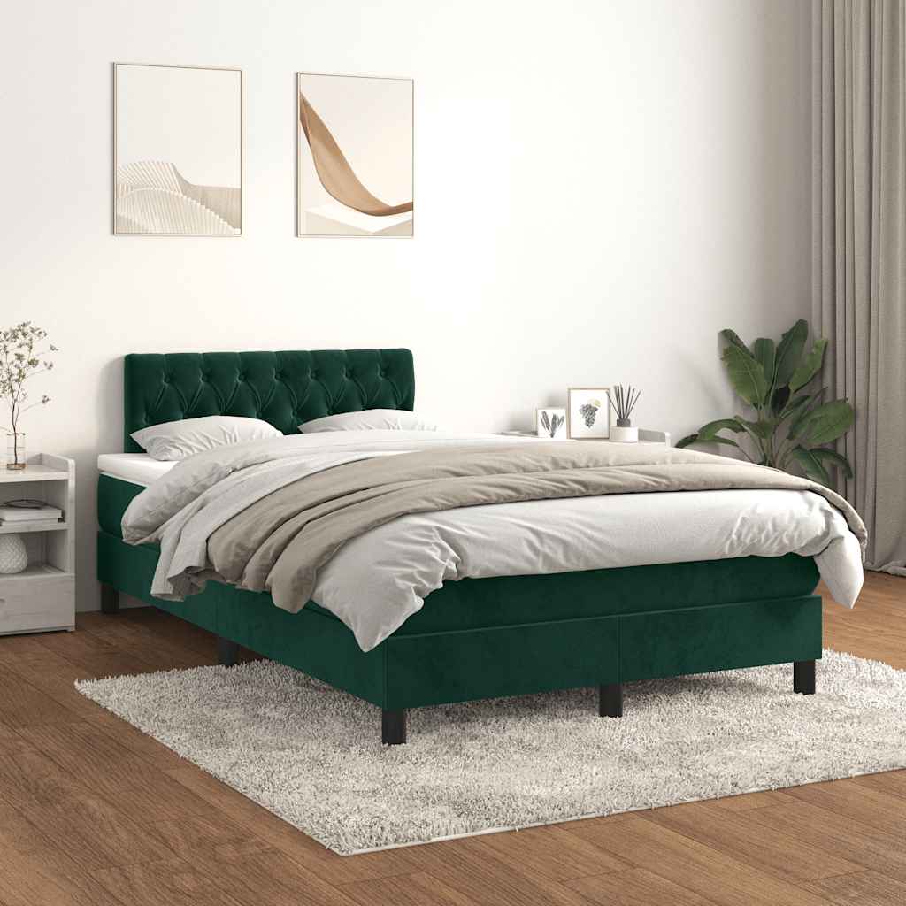 Boxspring met matras fluweel donkergroen 120x200 cm is nu te koop bij PeponiXL, paradijselijk wonen!