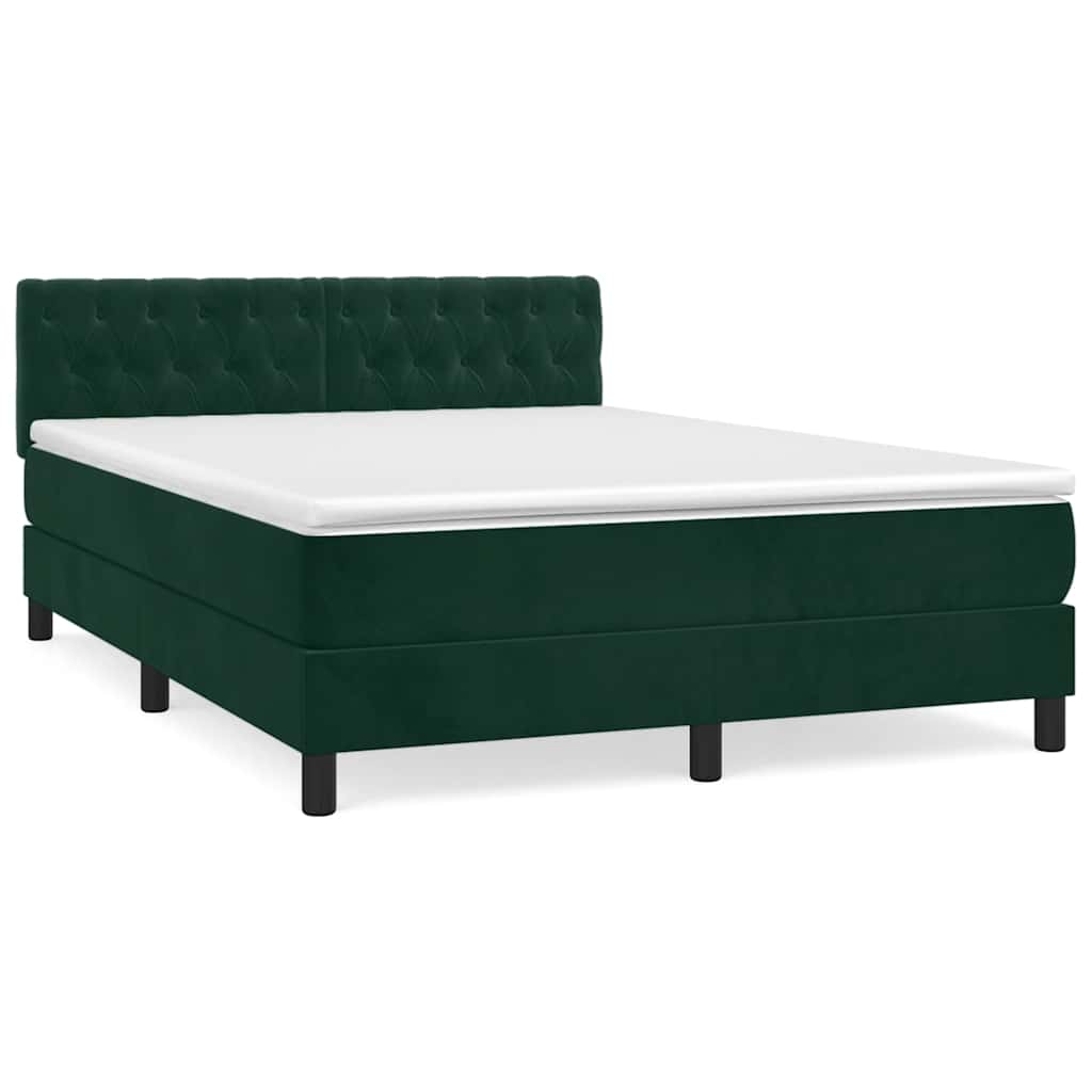 Boxspring met matras fluweel donkergroen 140x190 cm is nu te koop bij PeponiXL, paradijselijk wonen!