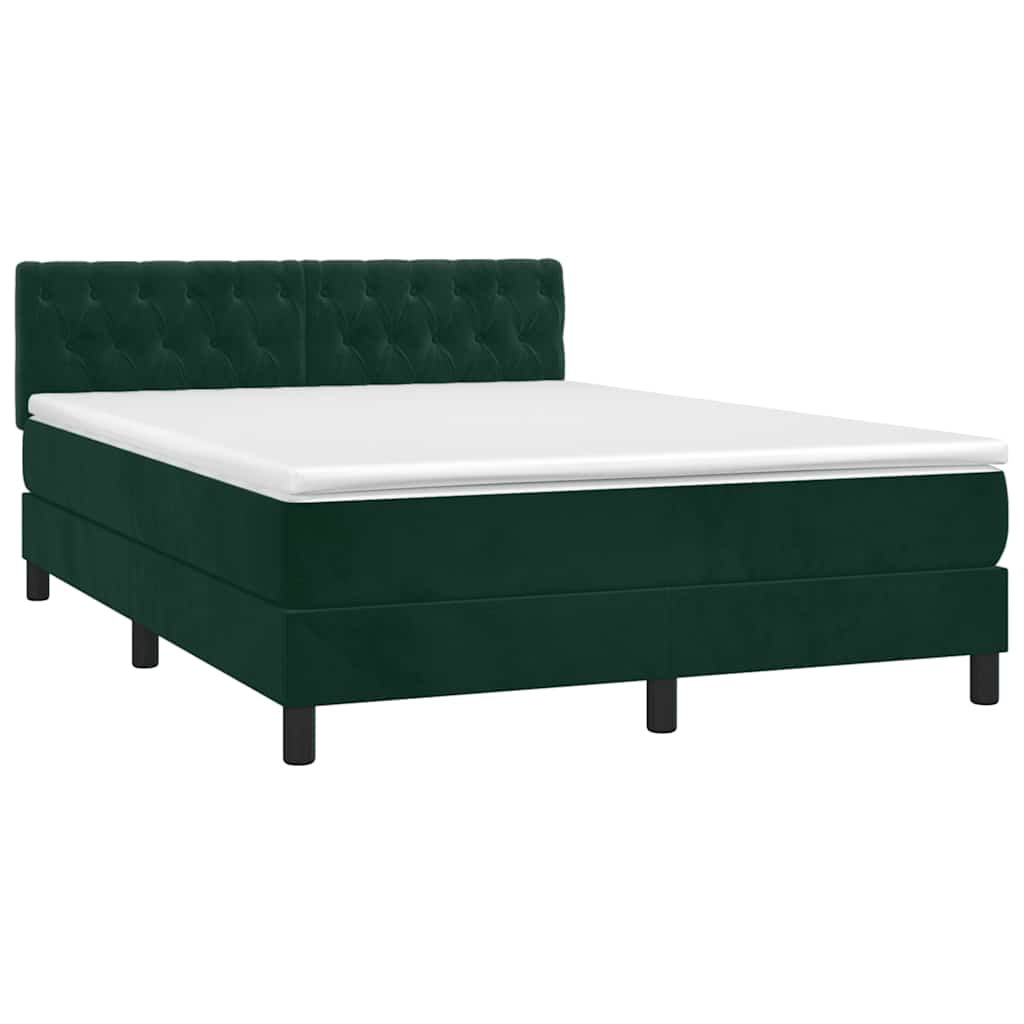 Boxspring met matras fluweel donkergroen 140x190 cm is nu te koop bij PeponiXL, paradijselijk wonen!