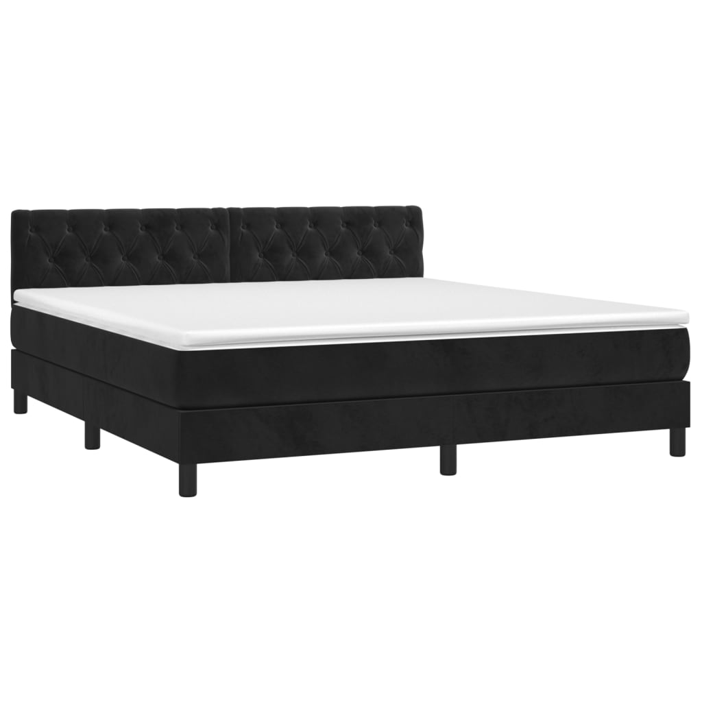 Boxspring met matras fluweel zwart 160x200 cm is nu te koop bij PeponiXL, paradijselijk wonen!