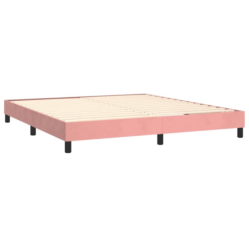 Boxspring met matras fluweel roze 160x200 cm is nu te koop bij PeponiXL, paradijselijk wonen!