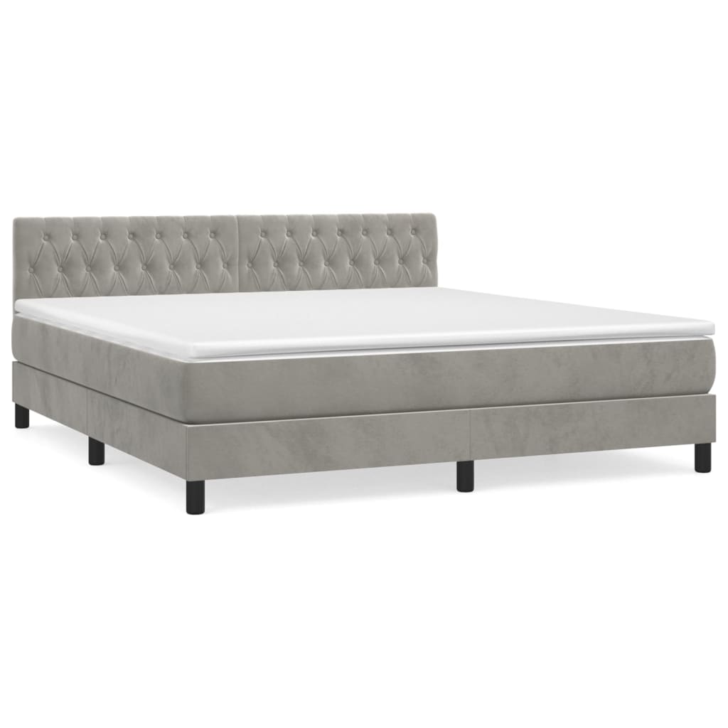 Boxspring met matras fluweel lichtgrijs 180x200 cm is nu te koop bij PeponiXL, paradijselijk wonen!
