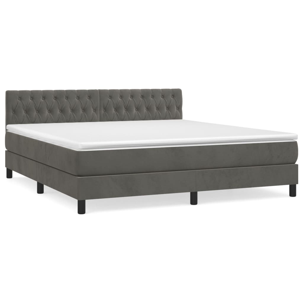 Boxspring met matras fluweel donkergrijs 180x200 cm is nu te koop bij PeponiXL, paradijselijk wonen!