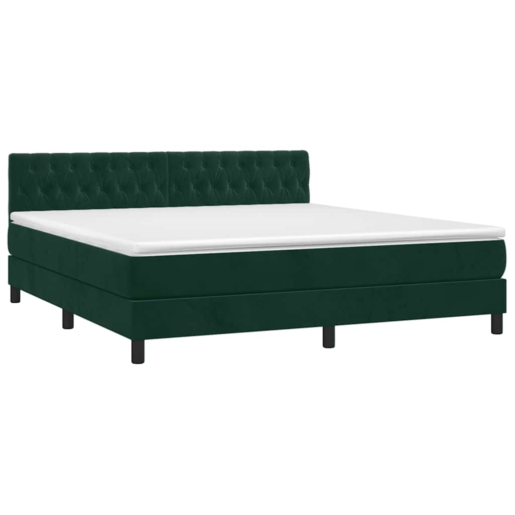 Boxspring met matras fluweel donkergroen 180x200 cm is nu te koop bij PeponiXL, paradijselijk wonen!