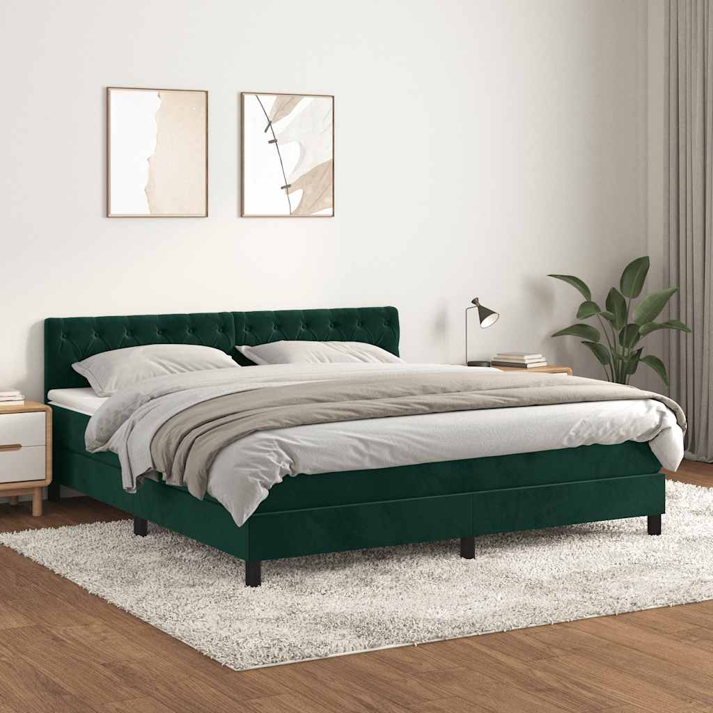 Boxspring met matras fluweel donkergroen 180x200 cm is nu te koop bij PeponiXL, paradijselijk wonen!