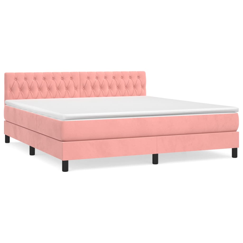 Boxspring met matras fluweel roze 180x200 cm is nu te koop bij PeponiXL, paradijselijk wonen!
