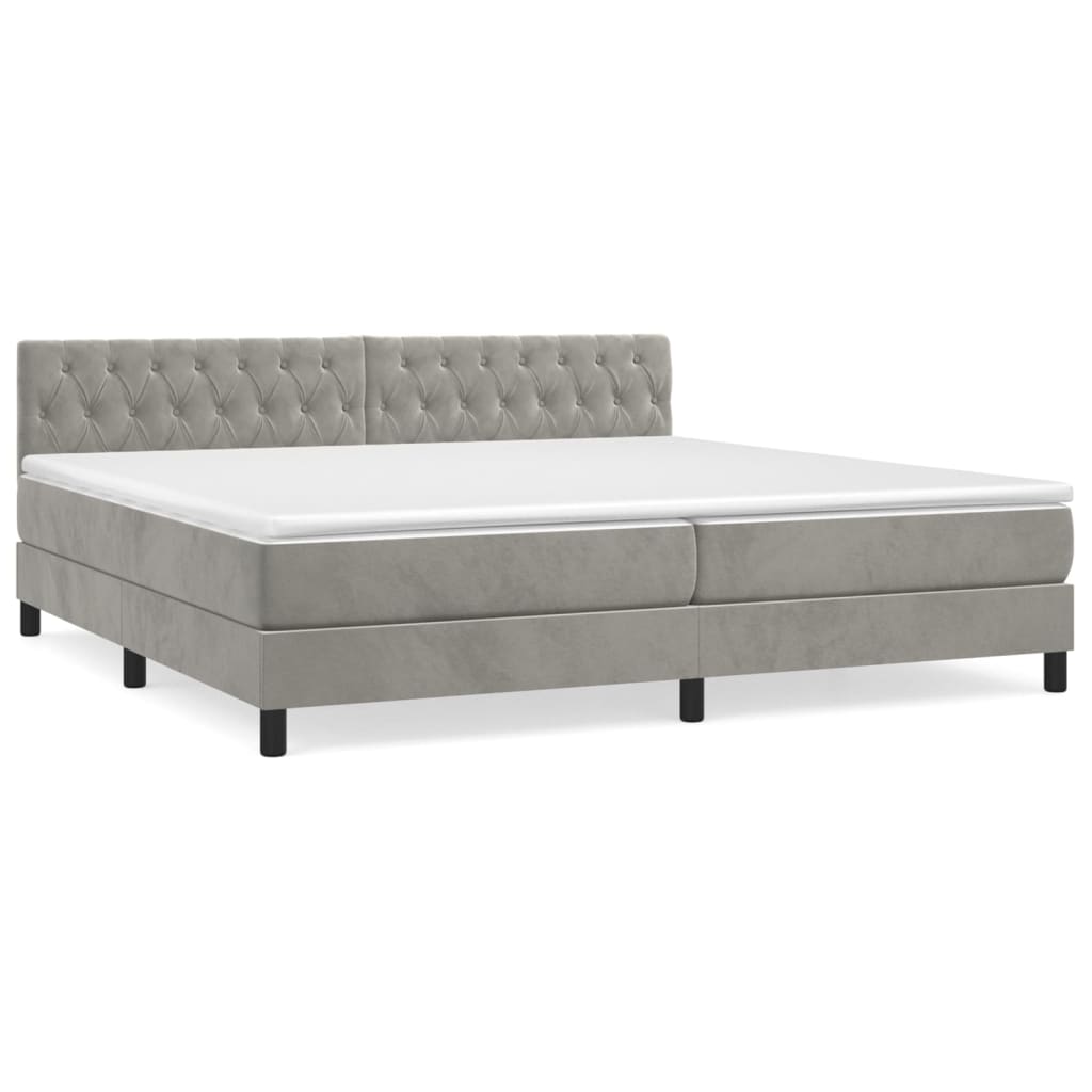 Boxspring met matras fluweel lichtgrijs 200x200 cm is nu te koop bij PeponiXL, paradijselijk wonen!