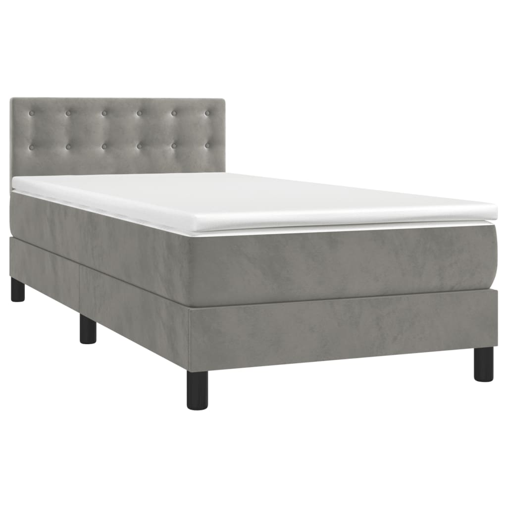 Boxspring met matras fluweel lichtgrijs 80x200 cm is nu te koop bij PeponiXL, paradijselijk wonen!