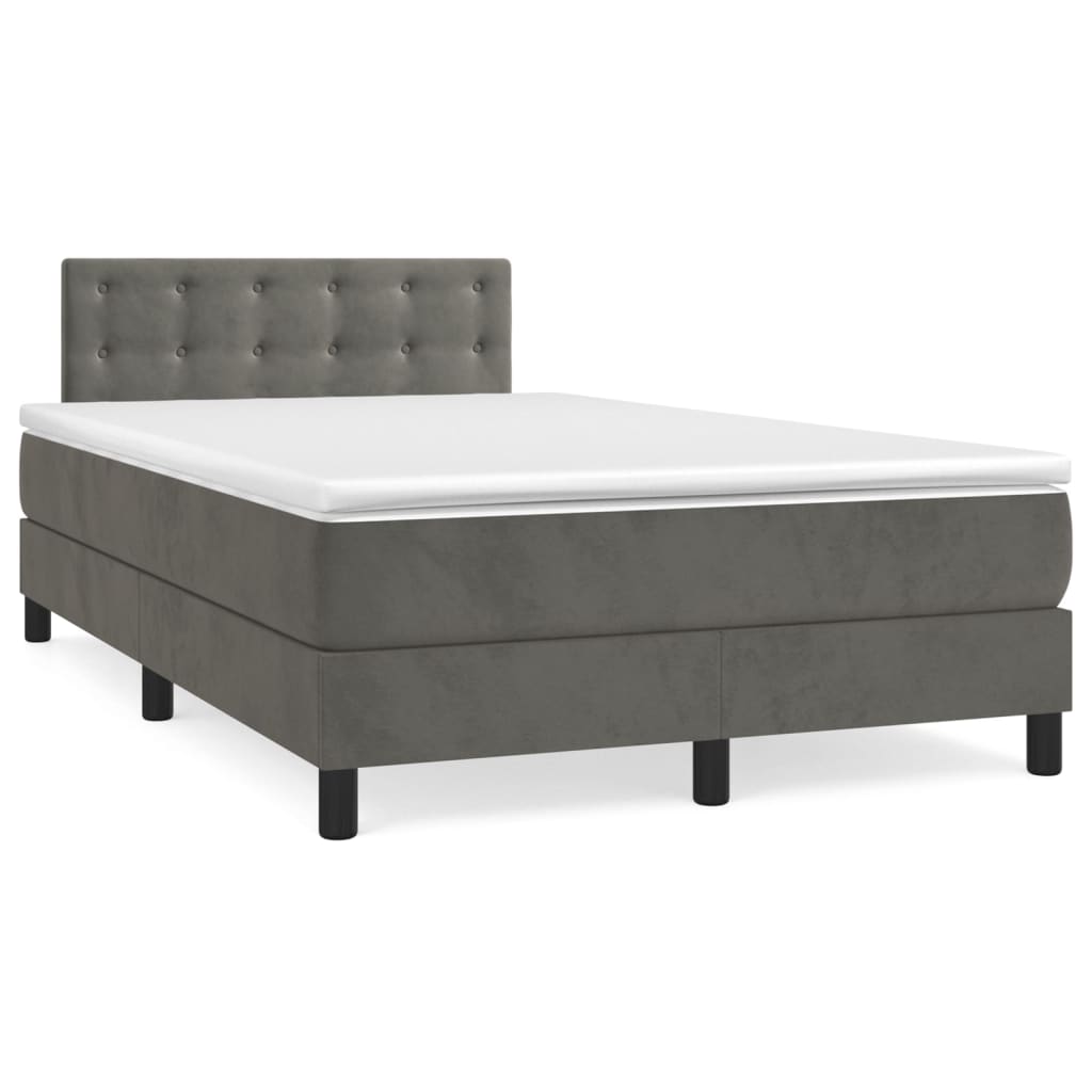 Boxspring met matras fluweel donkergrijs 120x200 cm is nu te koop bij PeponiXL, paradijselijk wonen!