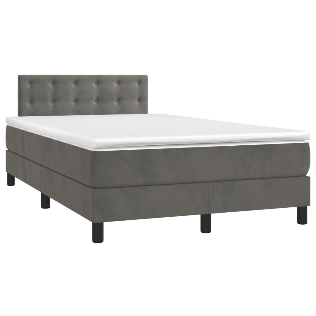 Boxspring met matras fluweel donkergrijs 120x200 cm is nu te koop bij PeponiXL, paradijselijk wonen!