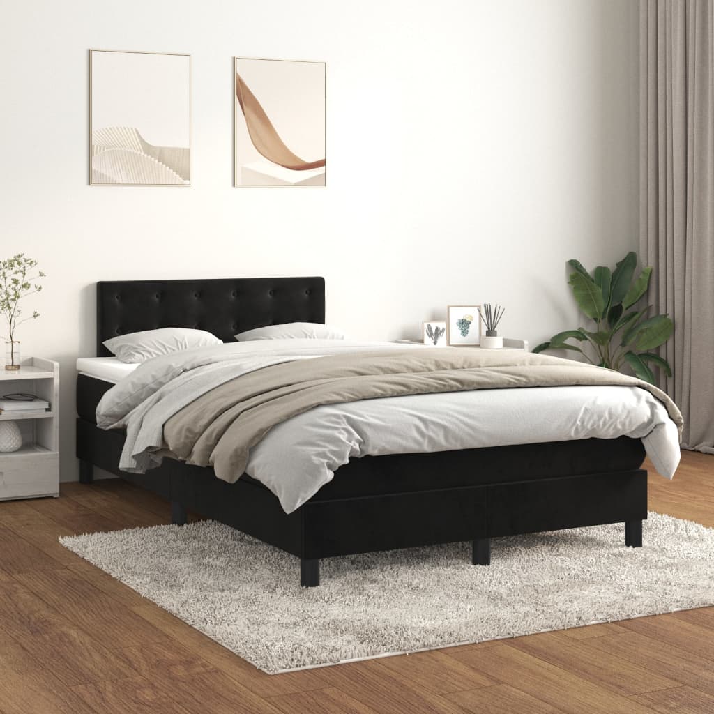 Boxspring met matras fluweel zwart 120x200 cm is nu te koop bij PeponiXL, paradijselijk wonen!