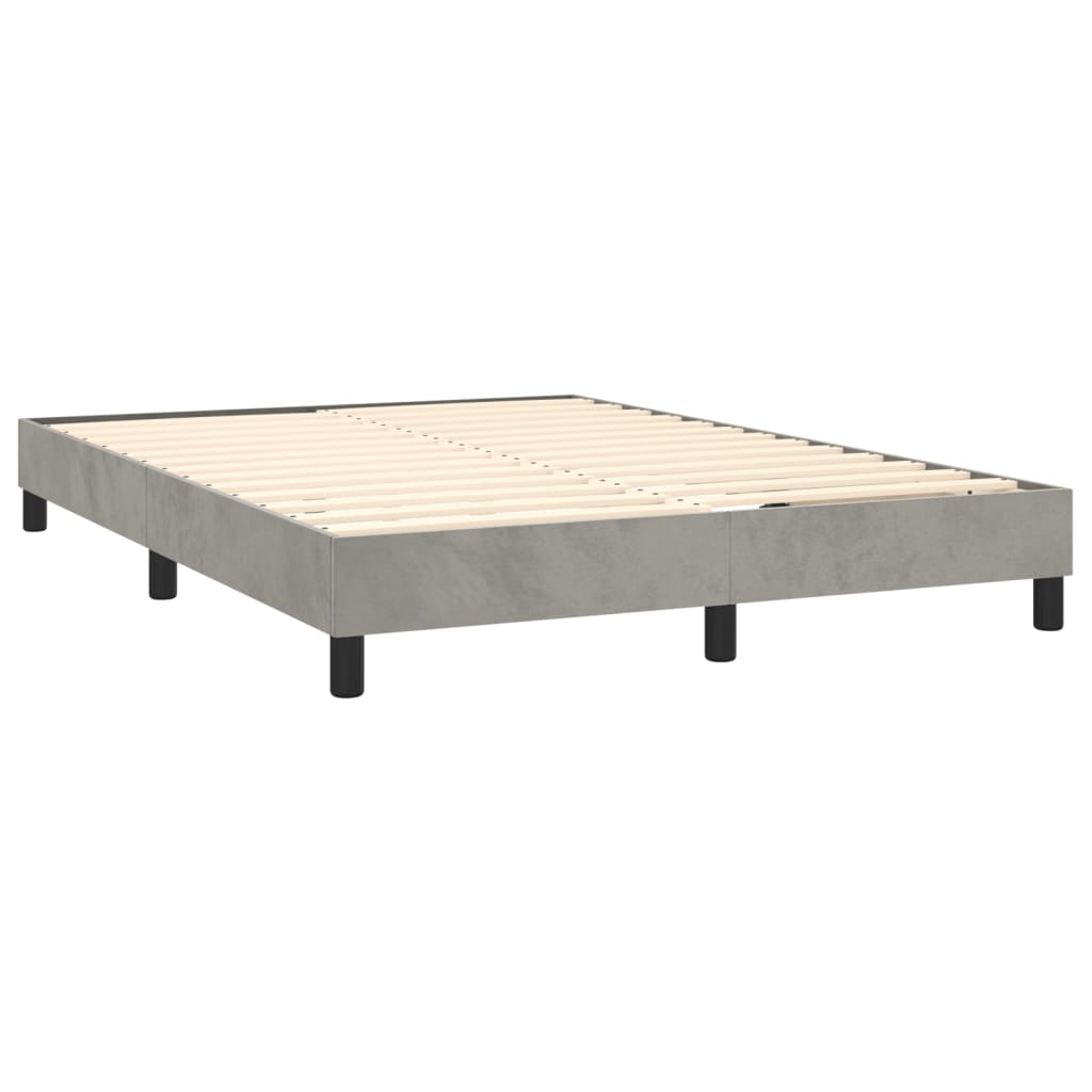 Boxspring met matras fluweel lichtgrijs 140x190 cm is nu te koop bij PeponiXL, paradijselijk wonen!