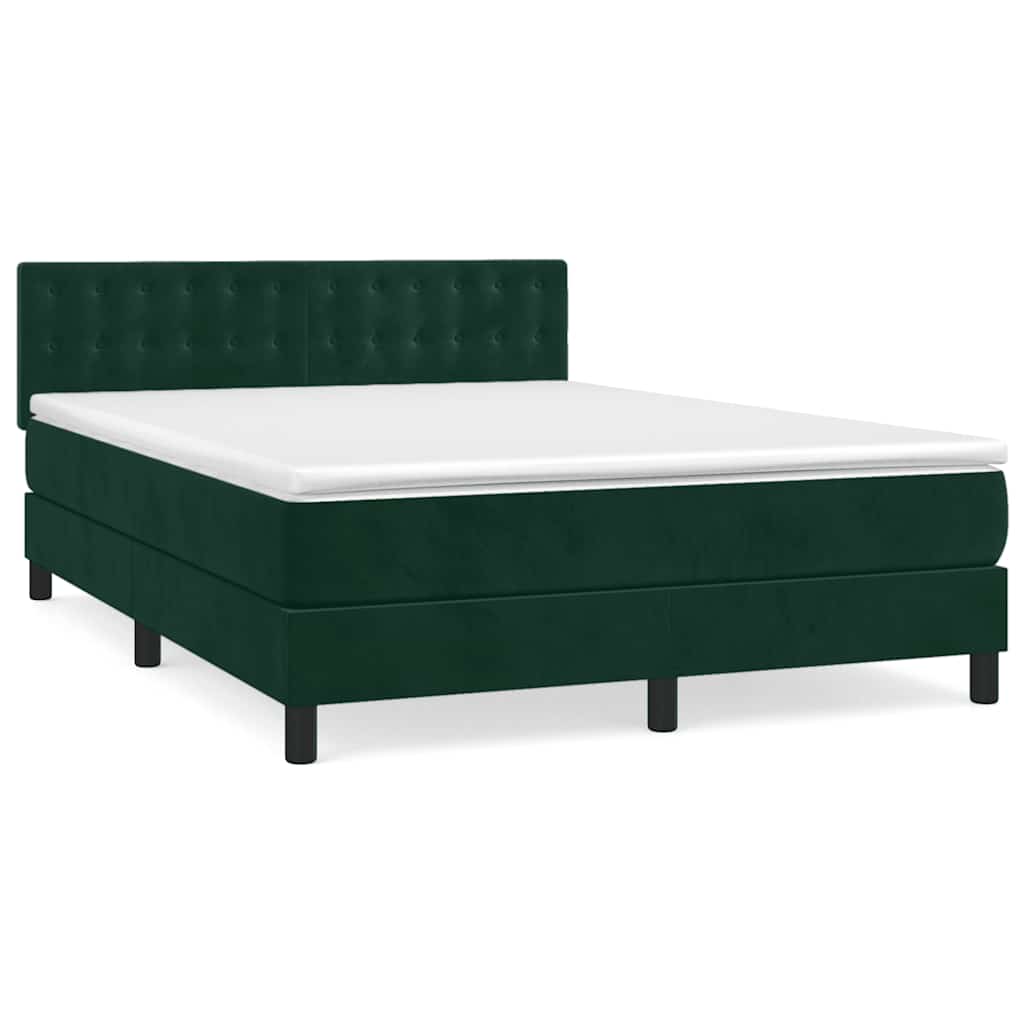 Boxspring met matras fluweel donkergroen 140x190 cm is nu te koop bij PeponiXL, paradijselijk wonen!