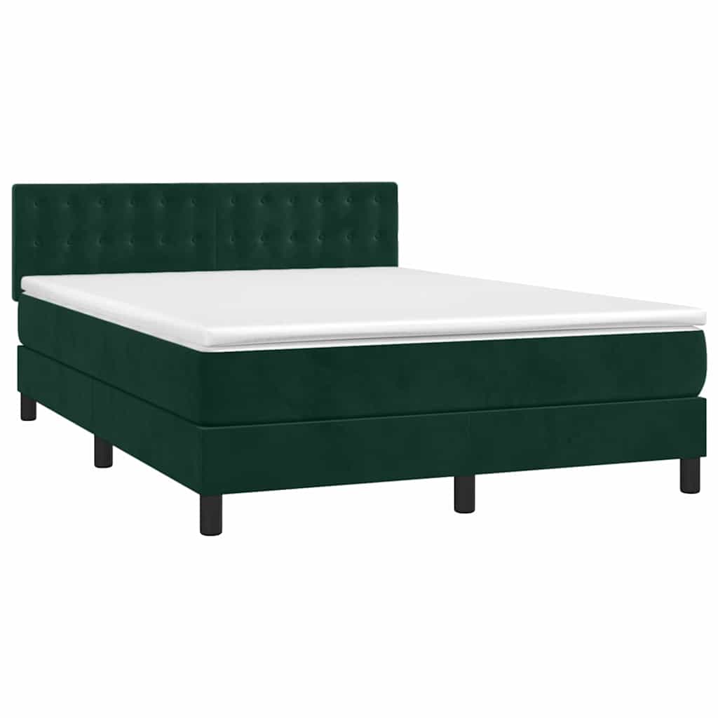 Boxspring met matras fluweel donkergroen 140x190 cm is nu te koop bij PeponiXL, paradijselijk wonen!