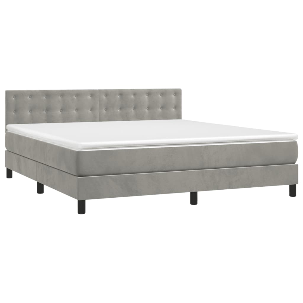 Boxspring met matras fluweel lichtgrijs 160x200 cm is nu te koop bij PeponiXL, paradijselijk wonen!