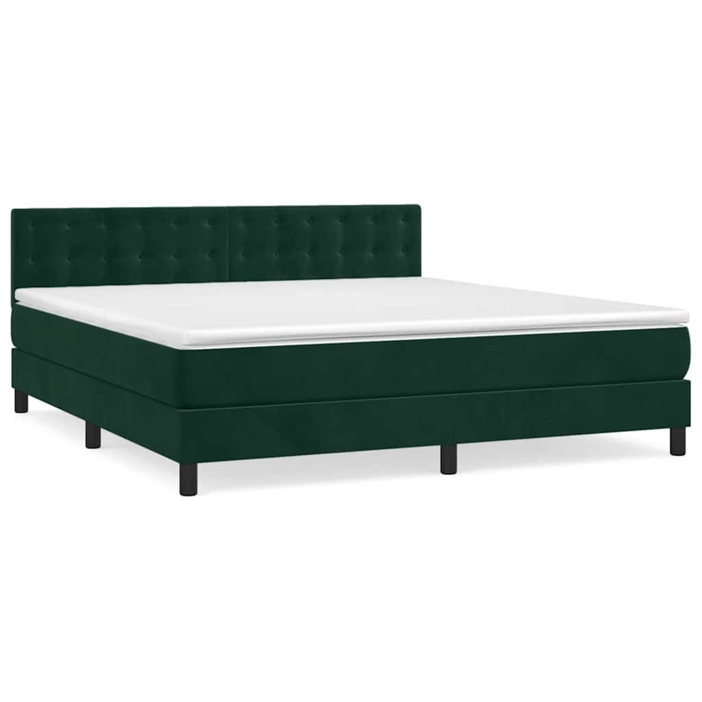 Boxspring met matras fluweel donkergroen 160x200 cm is nu te koop bij PeponiXL, paradijselijk wonen!