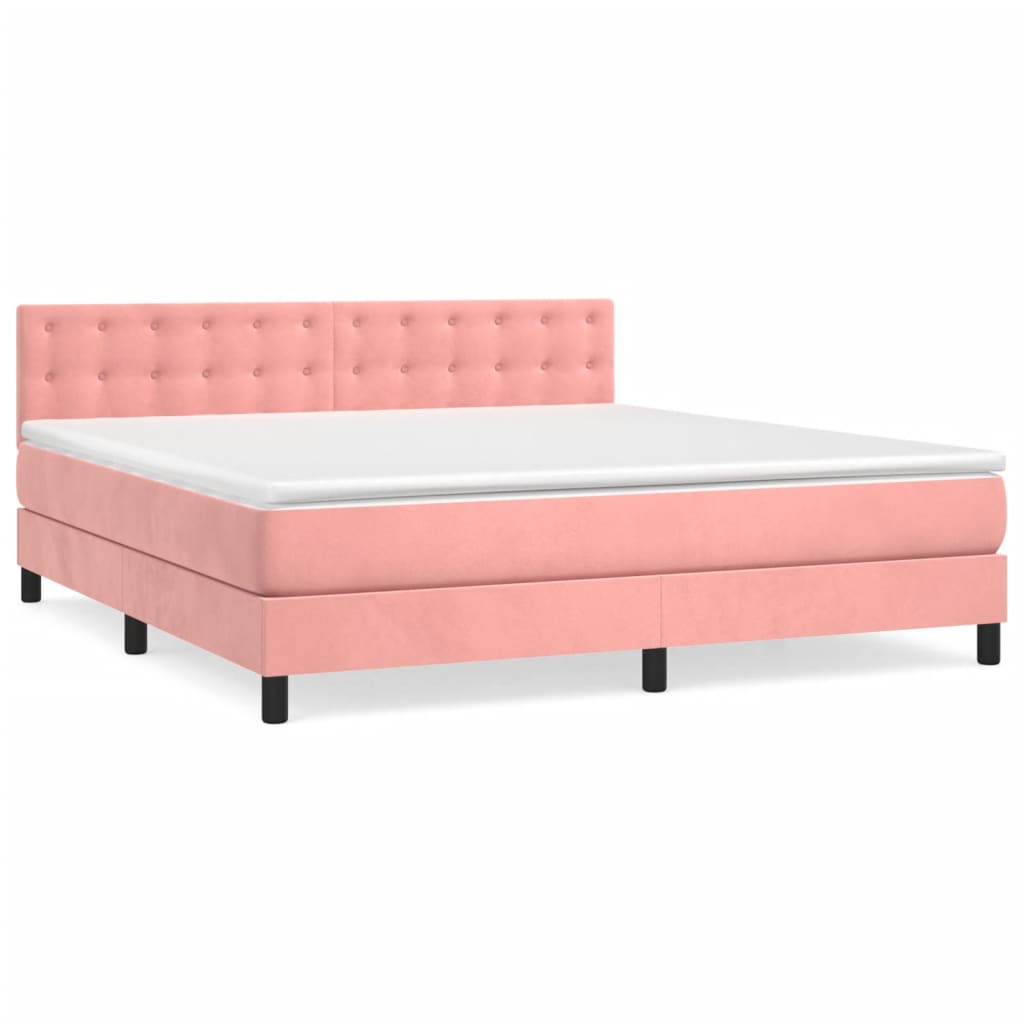 Boxspring met matras fluweel roze 160x200 cm is nu te koop bij PeponiXL, paradijselijk wonen!