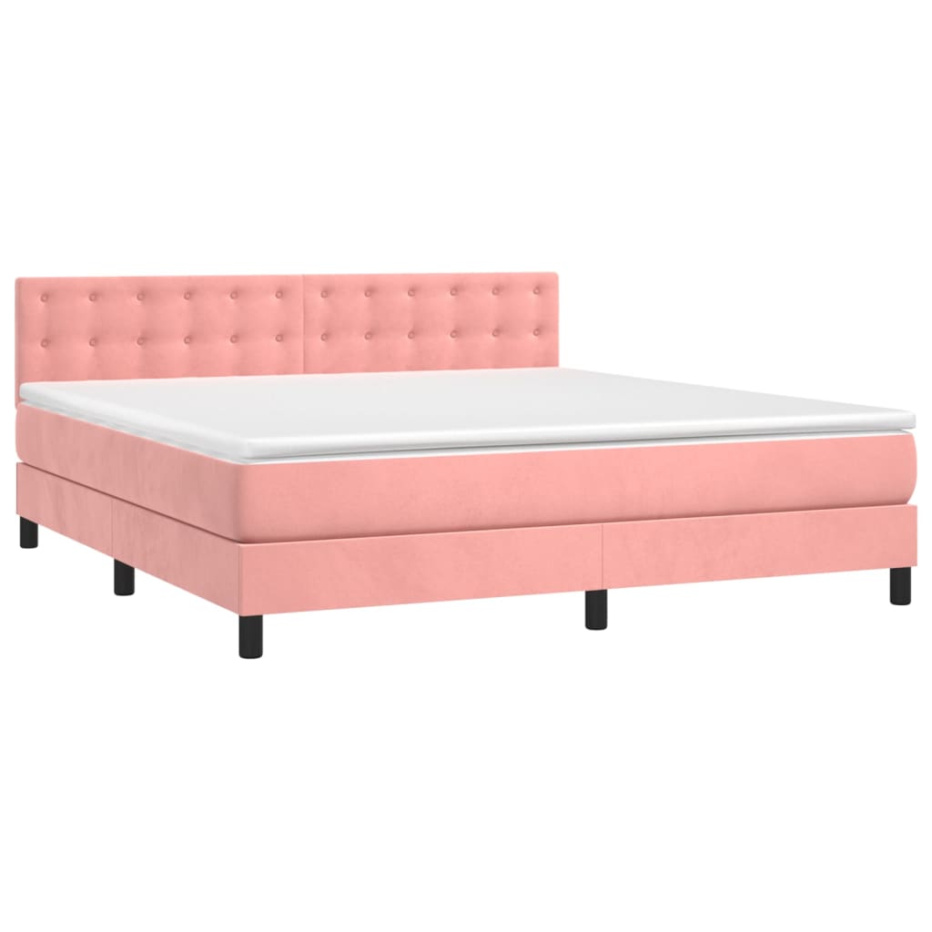 Boxspring met matras fluweel roze 160x200 cm is nu te koop bij PeponiXL, paradijselijk wonen!