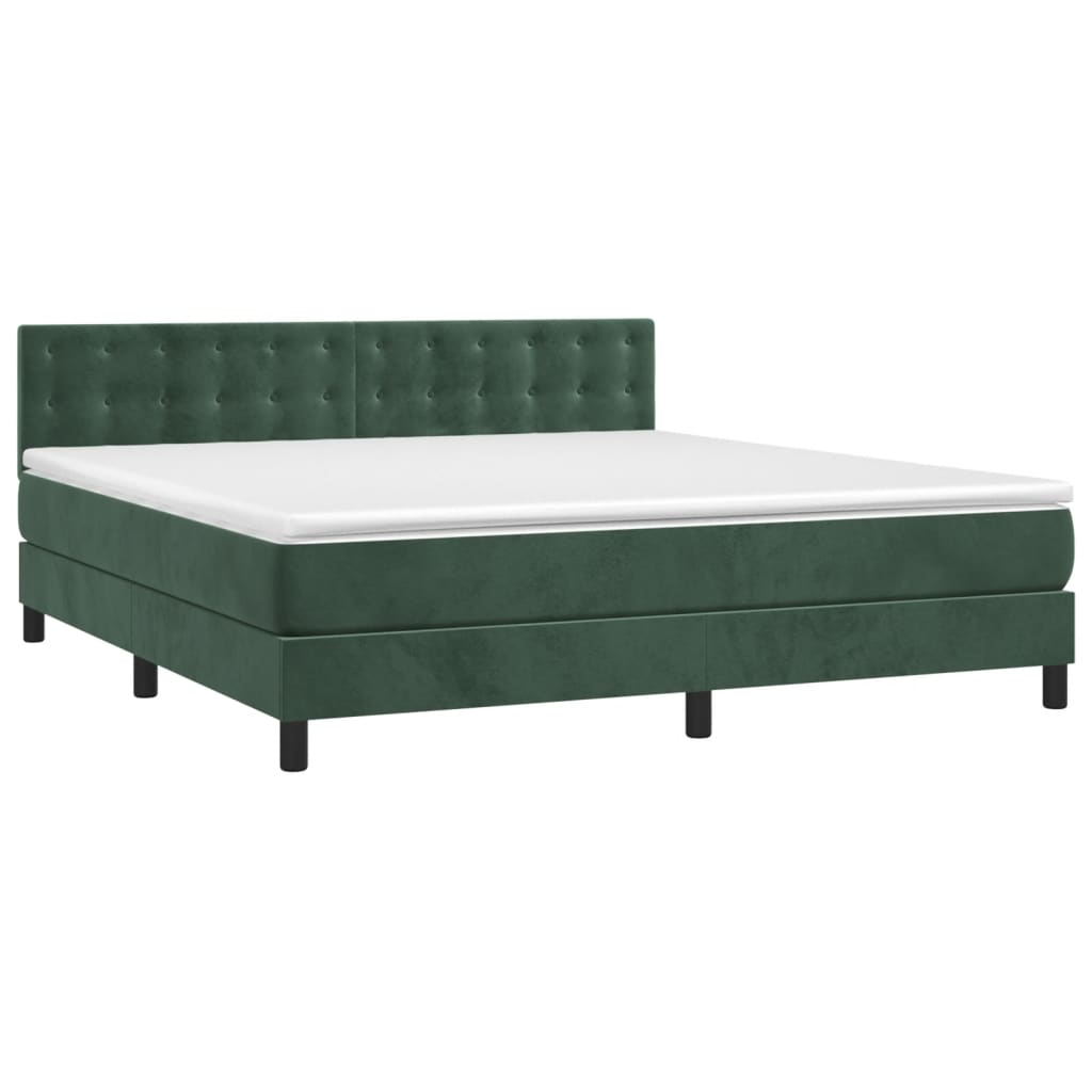 Boxspring met matras fluweel donkergroen 180x200 cm is nu te koop bij PeponiXL, paradijselijk wonen!