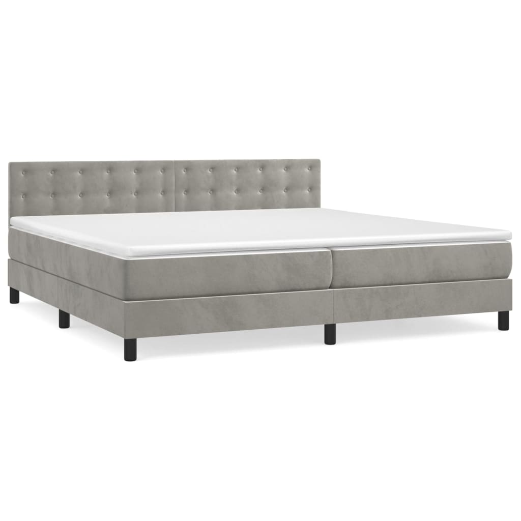 Boxspring met matras fluweel lichtgrijs 200x200 cm is nu te koop bij PeponiXL, paradijselijk wonen!