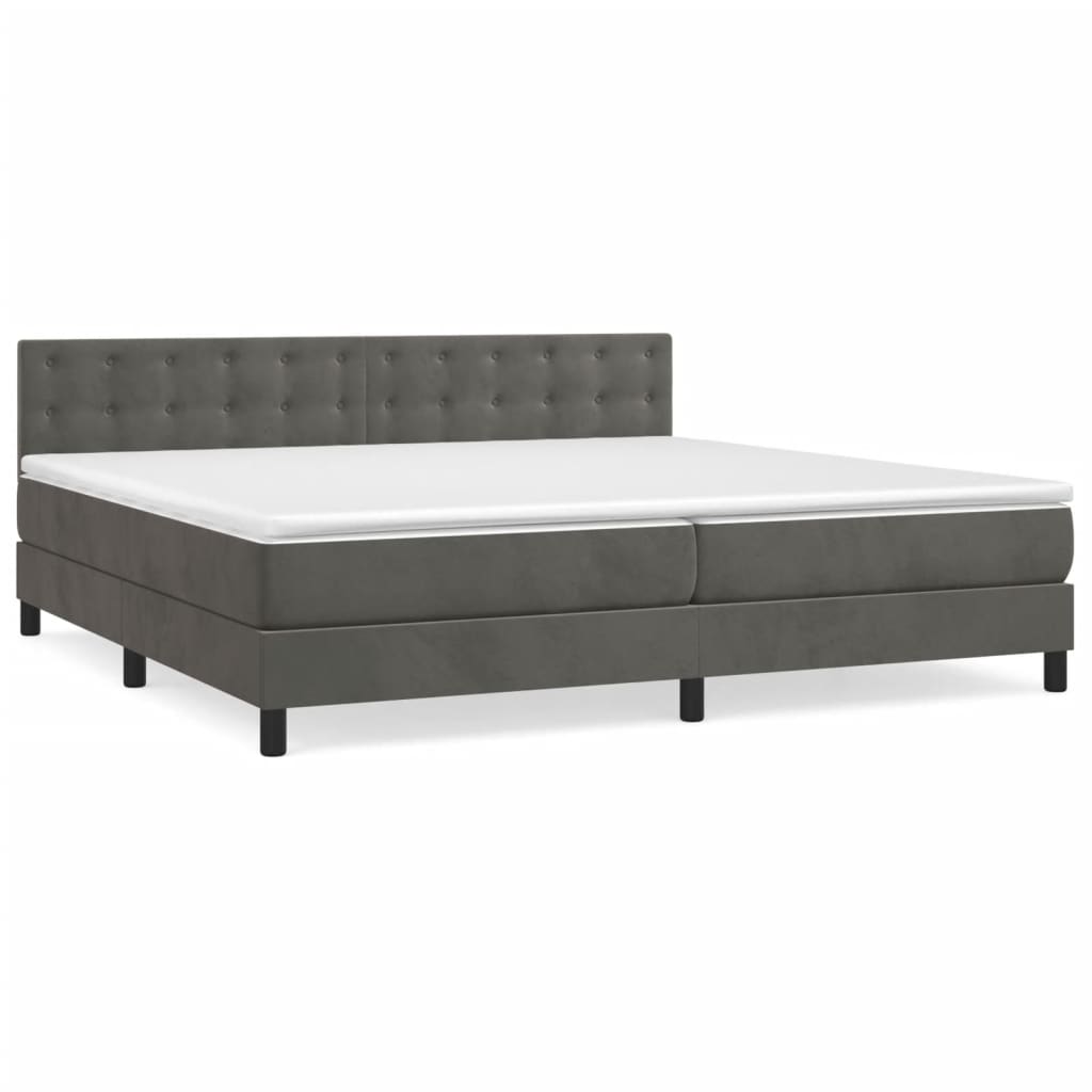 Boxspring met matras fluweel donkergrijs 200x200 cm is nu te koop bij PeponiXL, paradijselijk wonen!