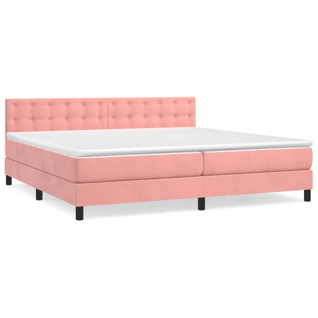Boxspring met matras fluweel roze 200x200 cm is nu te koop bij PeponiXL, paradijselijk wonen!