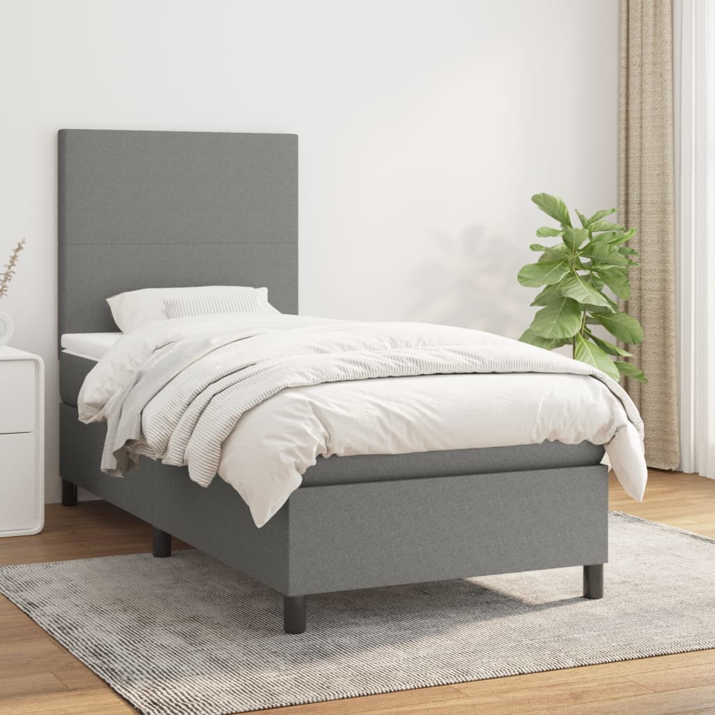 Boxspring met matras stof donkergrijs 80x200 cm is nu te koop bij PeponiXL, paradijselijk wonen!