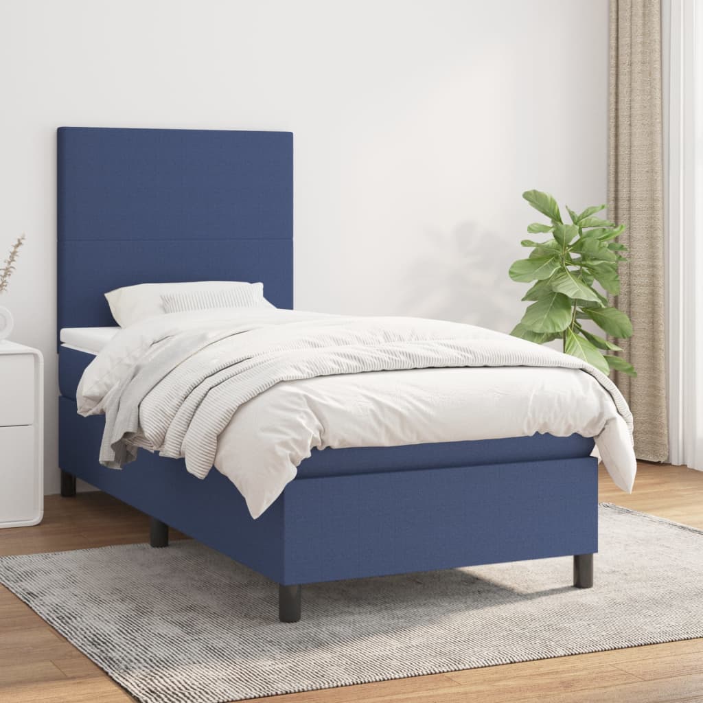 Boxspring met matras stof blauw 80x200 cm is nu te koop bij PeponiXL, paradijselijk wonen!