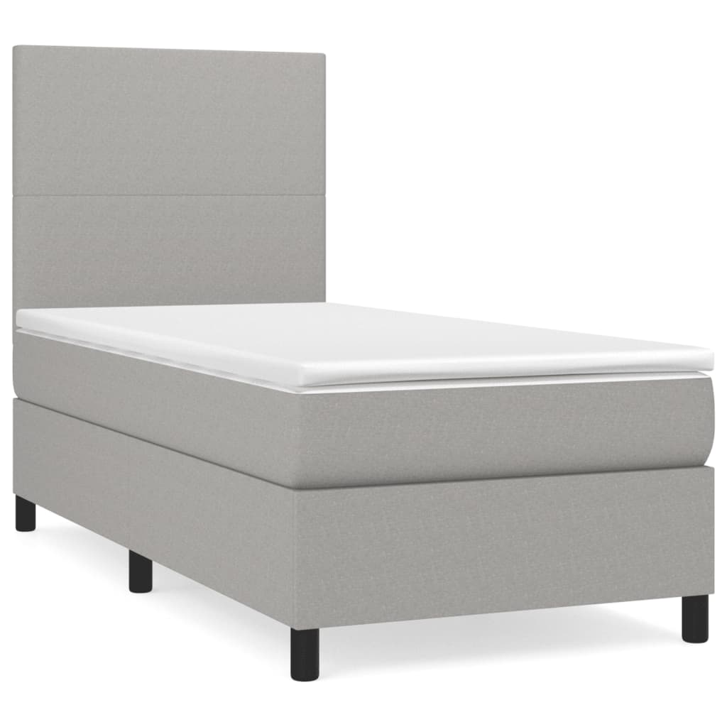 Boxspring met matras stof lichtgrijs 90x190 cm is nu te koop bij PeponiXL, paradijselijk wonen!