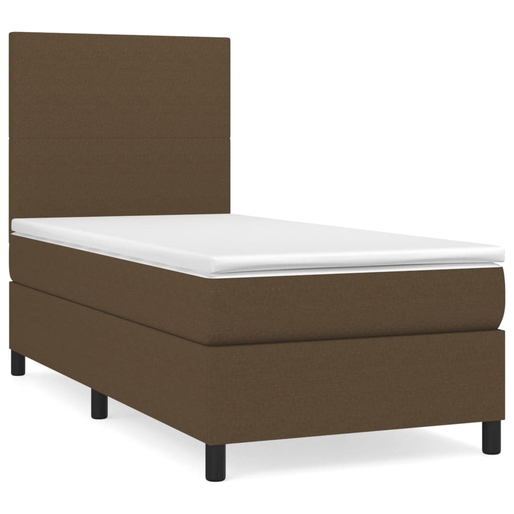 Boxspring met matras stof donkerbruin 90x200 cm is nu te koop bij PeponiXL, paradijselijk wonen!