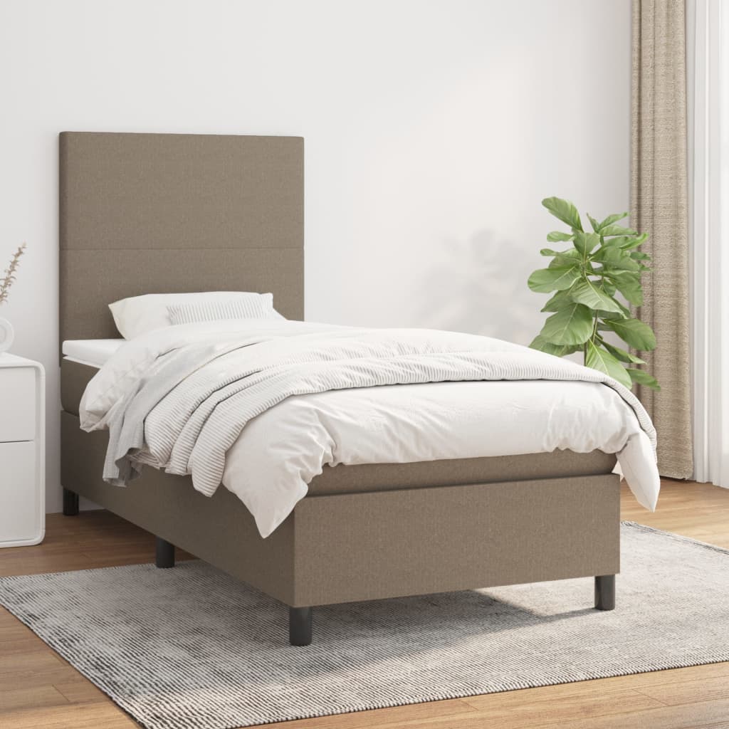Boxspring met matras stof taupe 100x200 cm is nu te koop bij PeponiXL, paradijselijk wonen!
