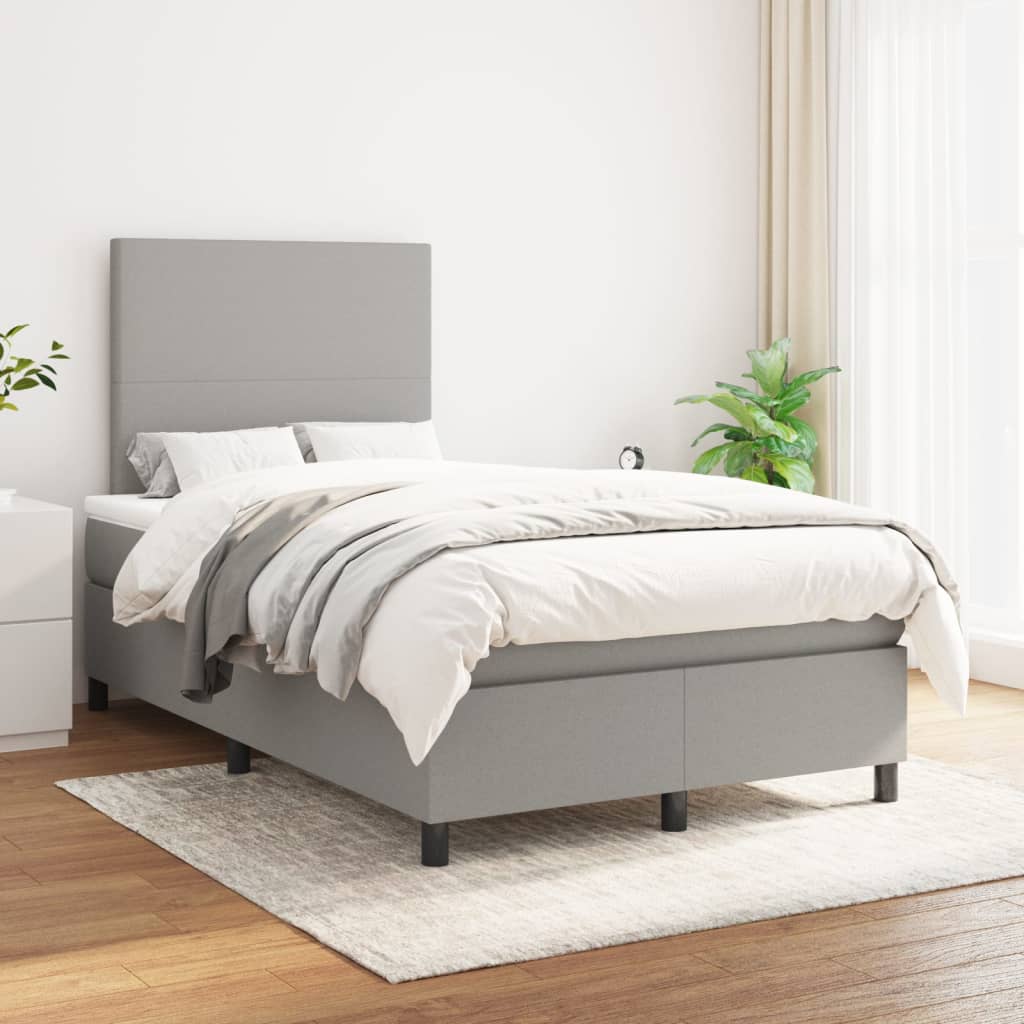 Boxspring met matras stof lichtgrijs 120x200 cm is nu te koop bij PeponiXL, paradijselijk wonen!