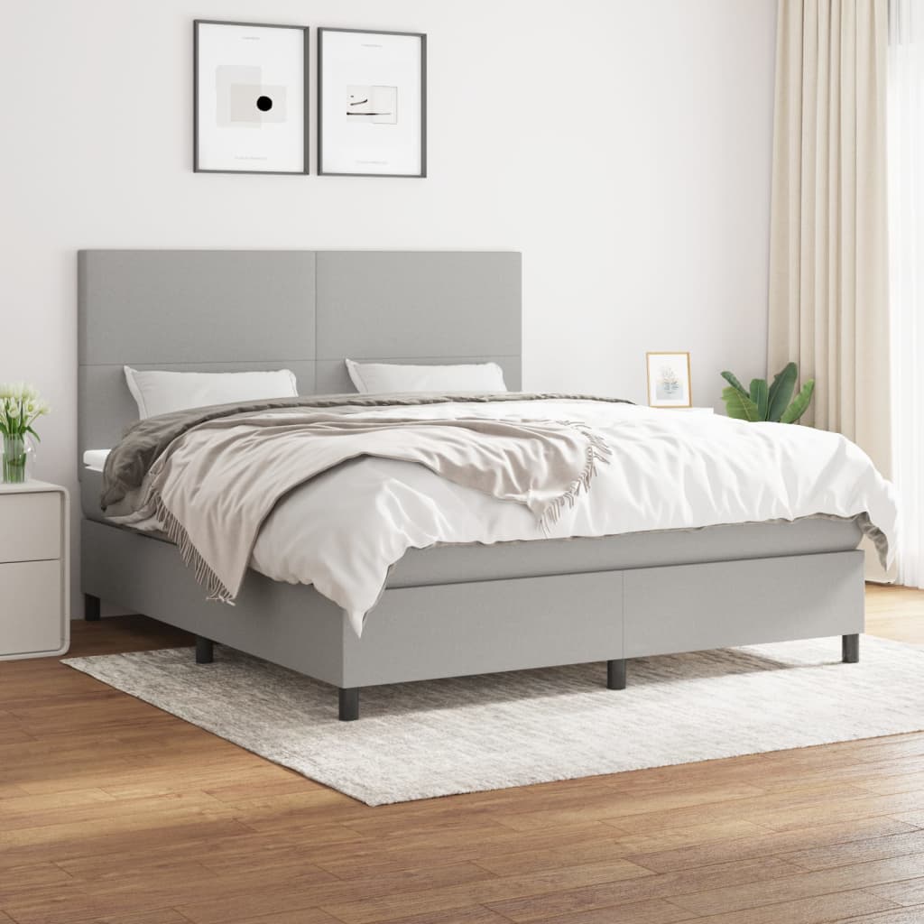 Boxspring met matras stof lichtgrijs 160x200 cm is nu te koop bij PeponiXL, paradijselijk wonen!