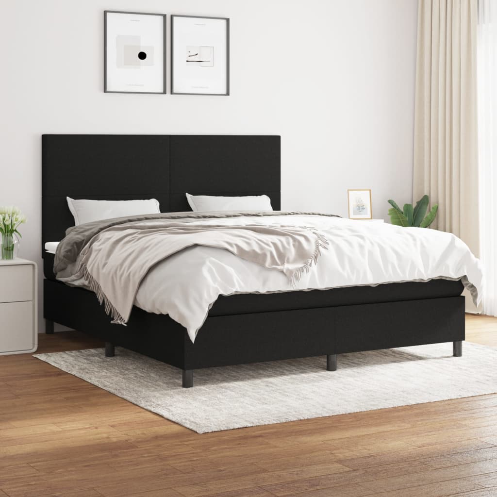 Boxspring met matras stof zwart 160x200 cm is nu te koop bij PeponiXL, paradijselijk wonen!