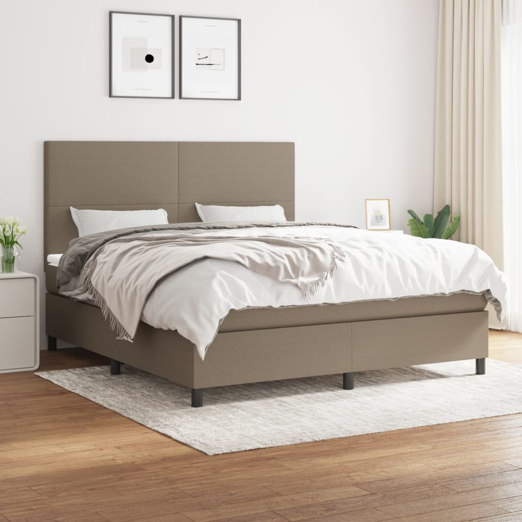 Boxspring met matras stof taupe 180x200 cm is nu te koop bij PeponiXL, paradijselijk wonen!