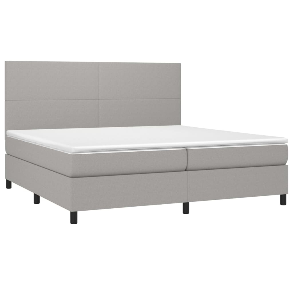 Boxspring met matras stof lichtgrijs 200x200 cm is nu te koop bij PeponiXL, paradijselijk wonen!
