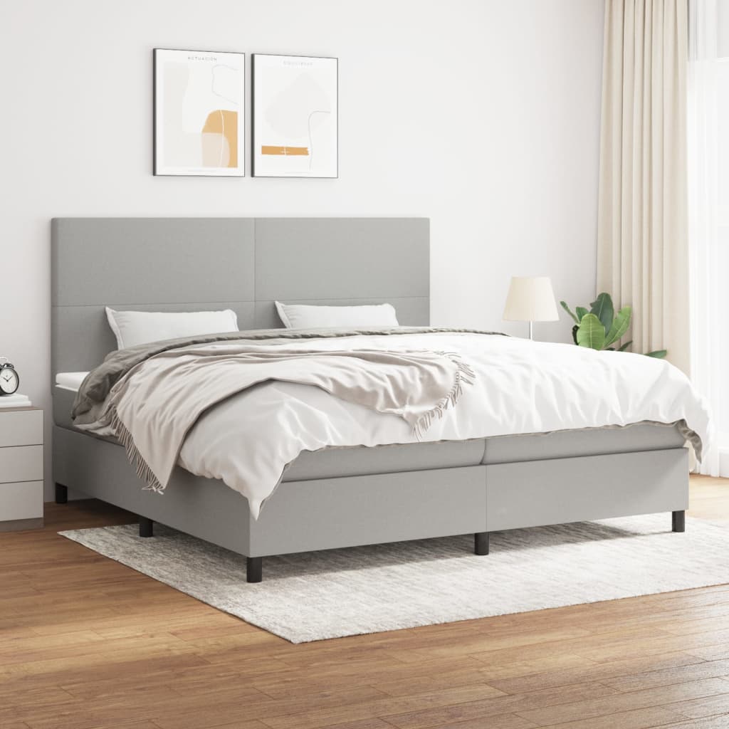 Boxspring met matras stof lichtgrijs 200x200 cm is nu te koop bij PeponiXL, paradijselijk wonen!