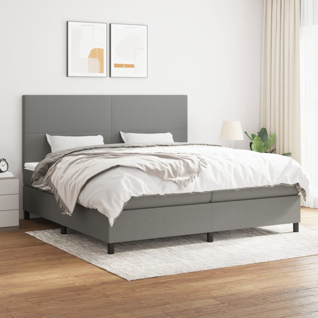 Boxspring met matras stof donkergrijs 200x200 cm is nu te koop bij PeponiXL, paradijselijk wonen!