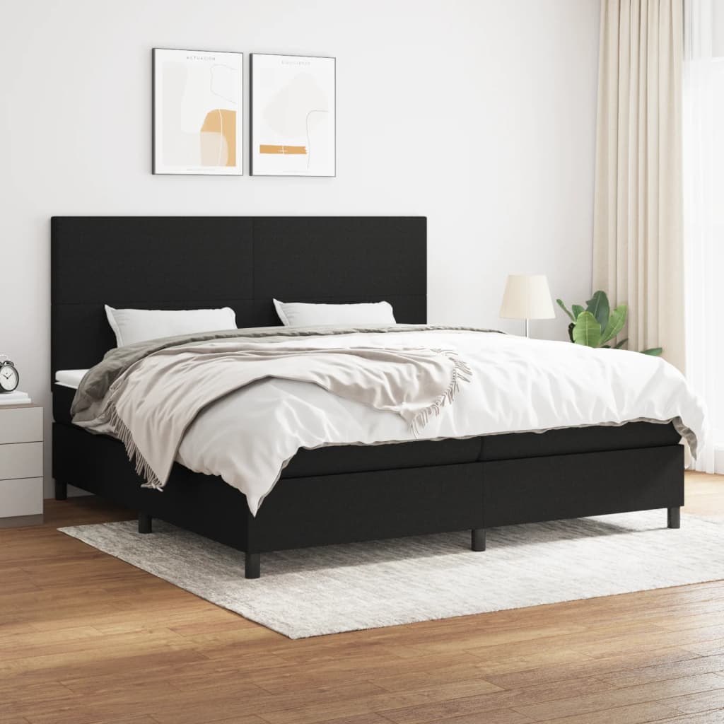 Boxspring met matras stof zwart 200x200 cm is nu te koop bij PeponiXL, paradijselijk wonen!