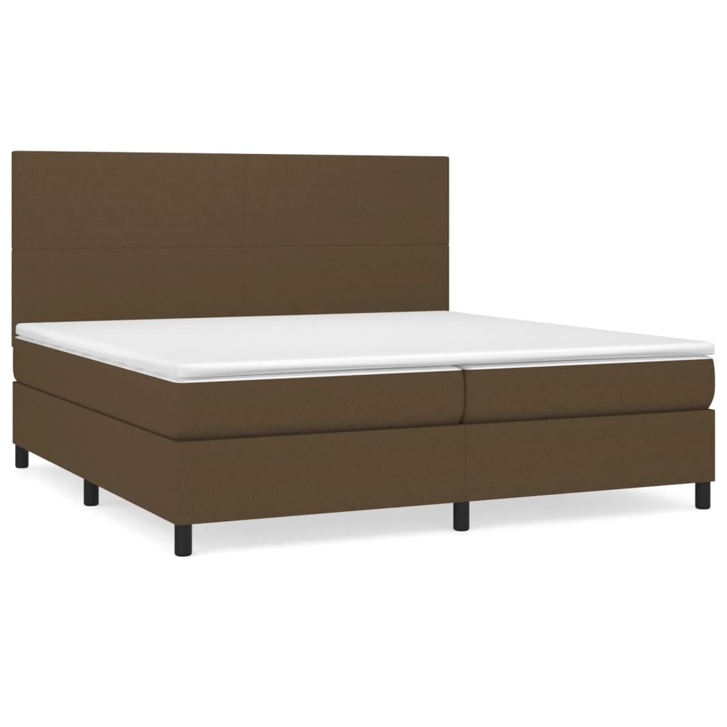 Boxspring met matras stof donkerbruin 200x200 cm is nu te koop bij PeponiXL, paradijselijk wonen!