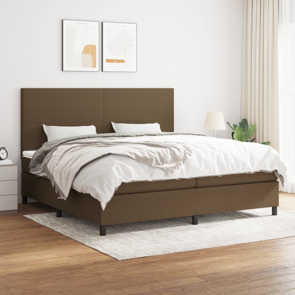 Boxspring met matras stof donkerbruin 200x200 cm is nu te koop bij PeponiXL, paradijselijk wonen!