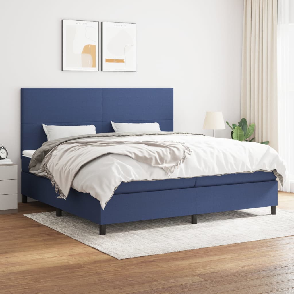 Boxspring met matras stof blauw 200x200 cm is nu te koop bij PeponiXL, paradijselijk wonen!