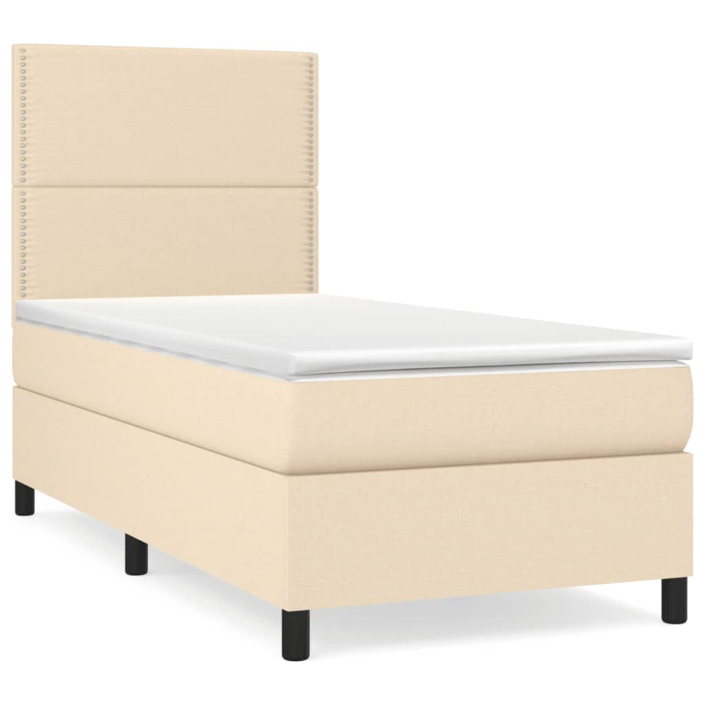Boxspring met matras stof crèmekleurig 90x190 cm is nu te koop bij PeponiXL, paradijselijk wonen!
