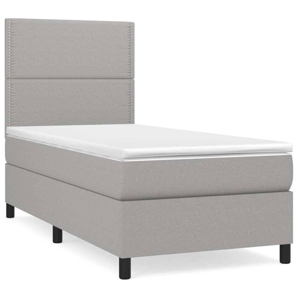 Boxspring met matras stof lichtgrijs 90x200 cm is nu te koop bij PeponiXL, paradijselijk wonen!