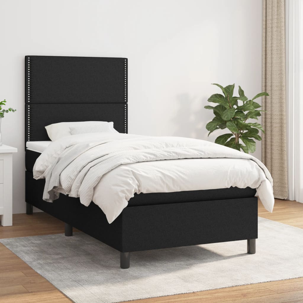 Boxspring met matras stof zwart 90x200 cm is nu te koop bij PeponiXL, paradijselijk wonen!