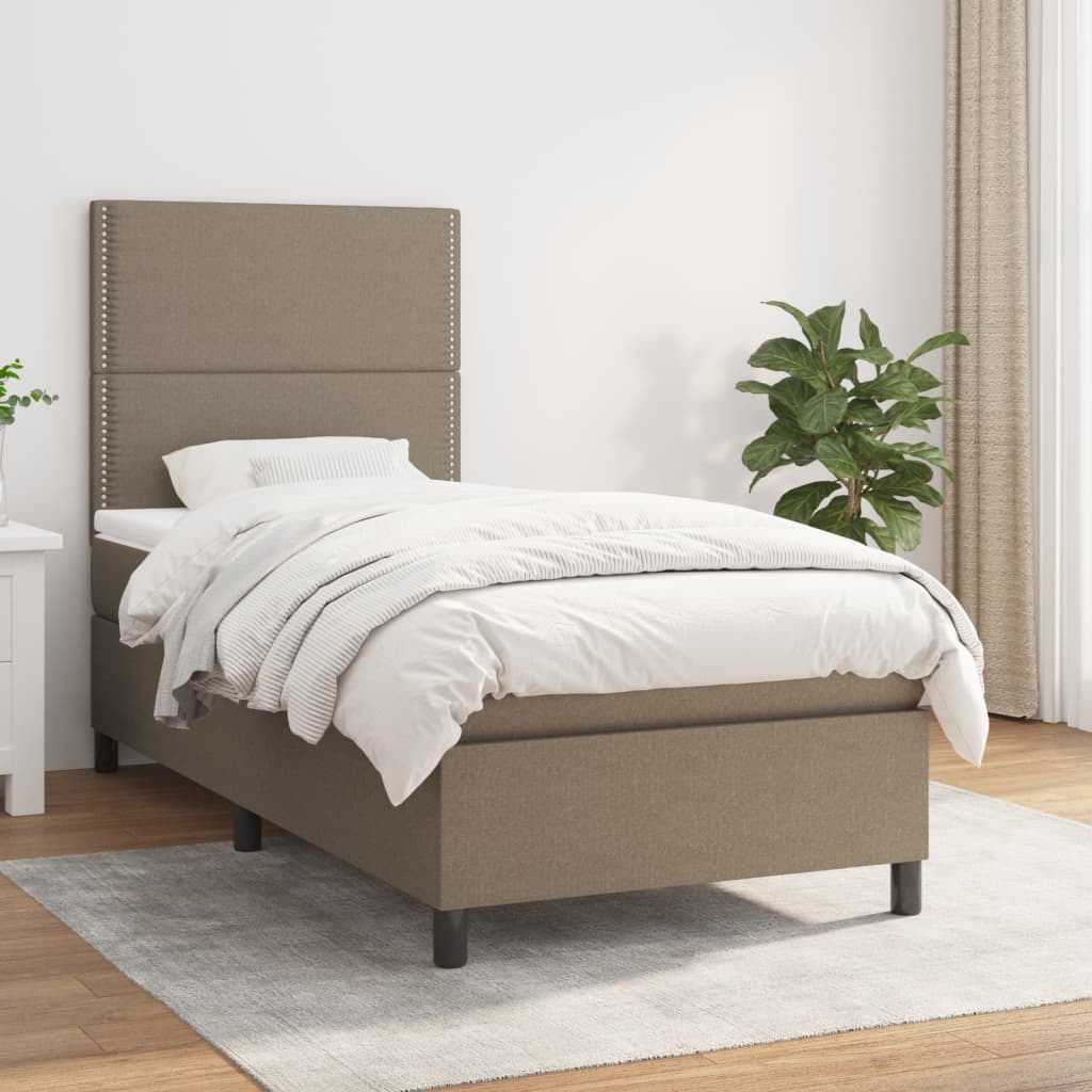 Boxspring met matras stof taupe 90x200 cm is nu te koop bij PeponiXL, paradijselijk wonen!