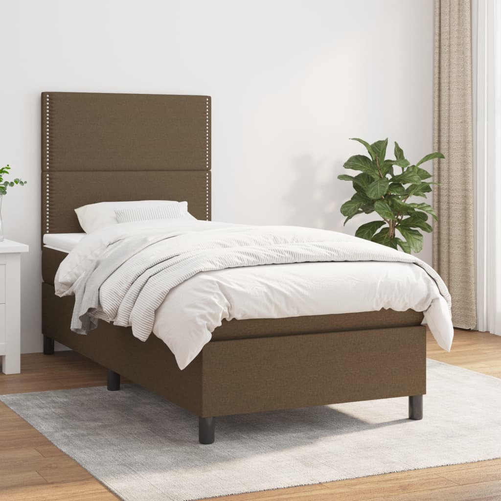 Boxspring met matras stof donkerbruin 100x200 cm is nu te koop bij PeponiXL, paradijselijk wonen!