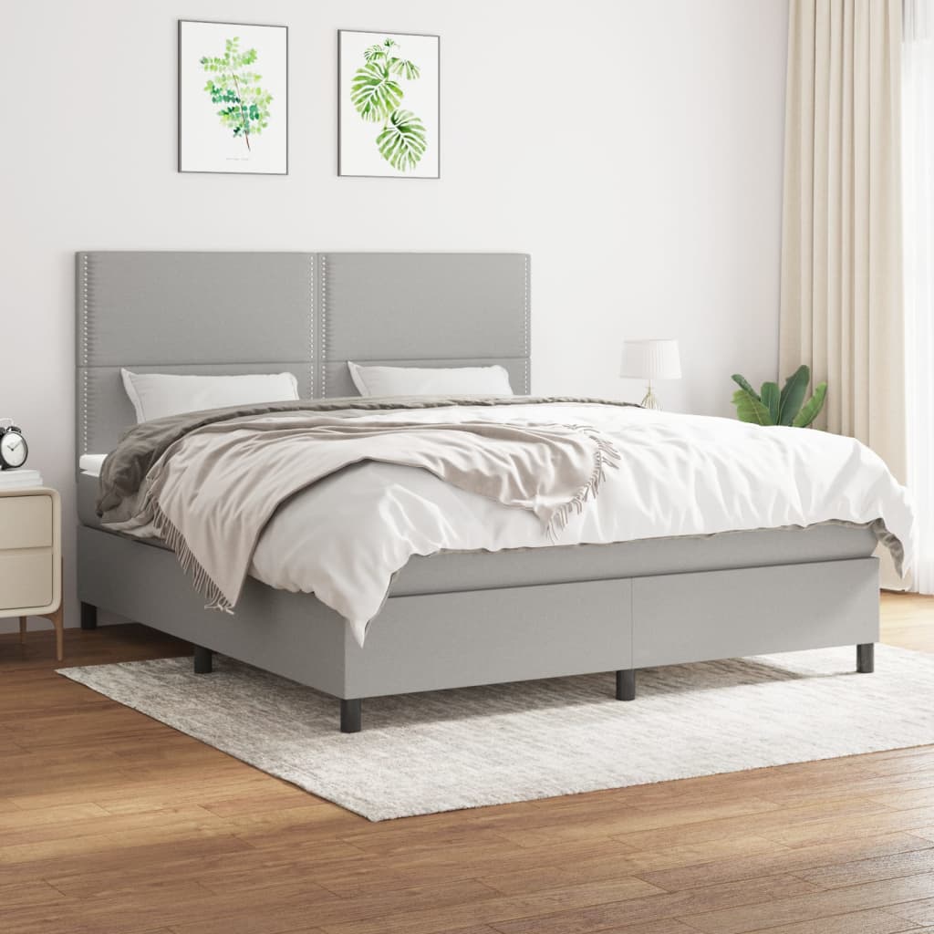 Boxspring met matras stof lichtgrijs 180x200 cm is nu te koop bij PeponiXL, paradijselijk wonen!