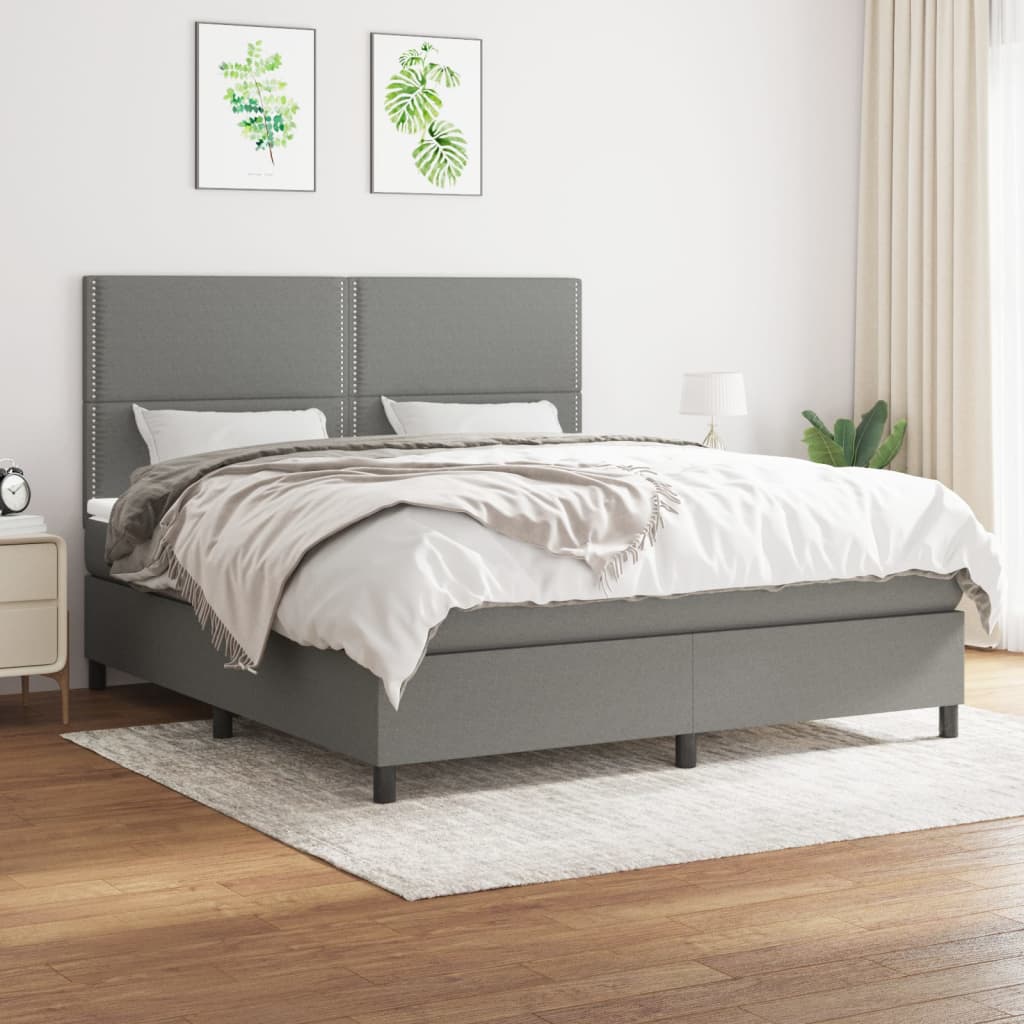 Boxspring met matras stof donkergrijs 180x200 cm is nu te koop bij PeponiXL, paradijselijk wonen!