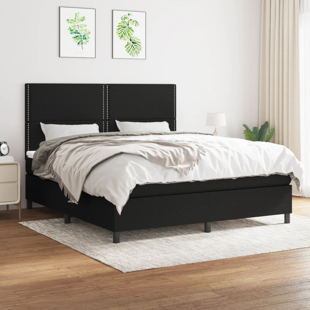 Boxspring met matras stof zwart 180x200 cm is nu te koop bij PeponiXL, paradijselijk wonen!